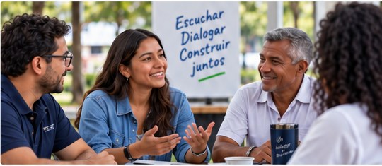 Personas conversando en un encuentro comunitario